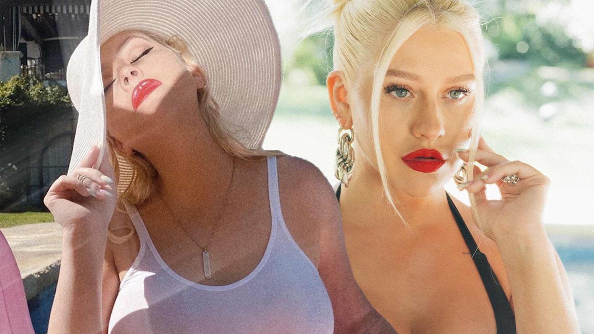 Christina Aguilera Lets It All Hang Out In Busty Red-Lipped Selfies