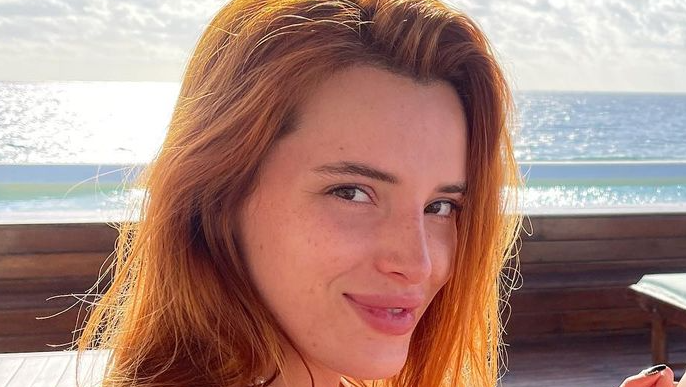 Bella Thorne Is The Lady In Red Leather Pants And No Shirt For Fitness Pic