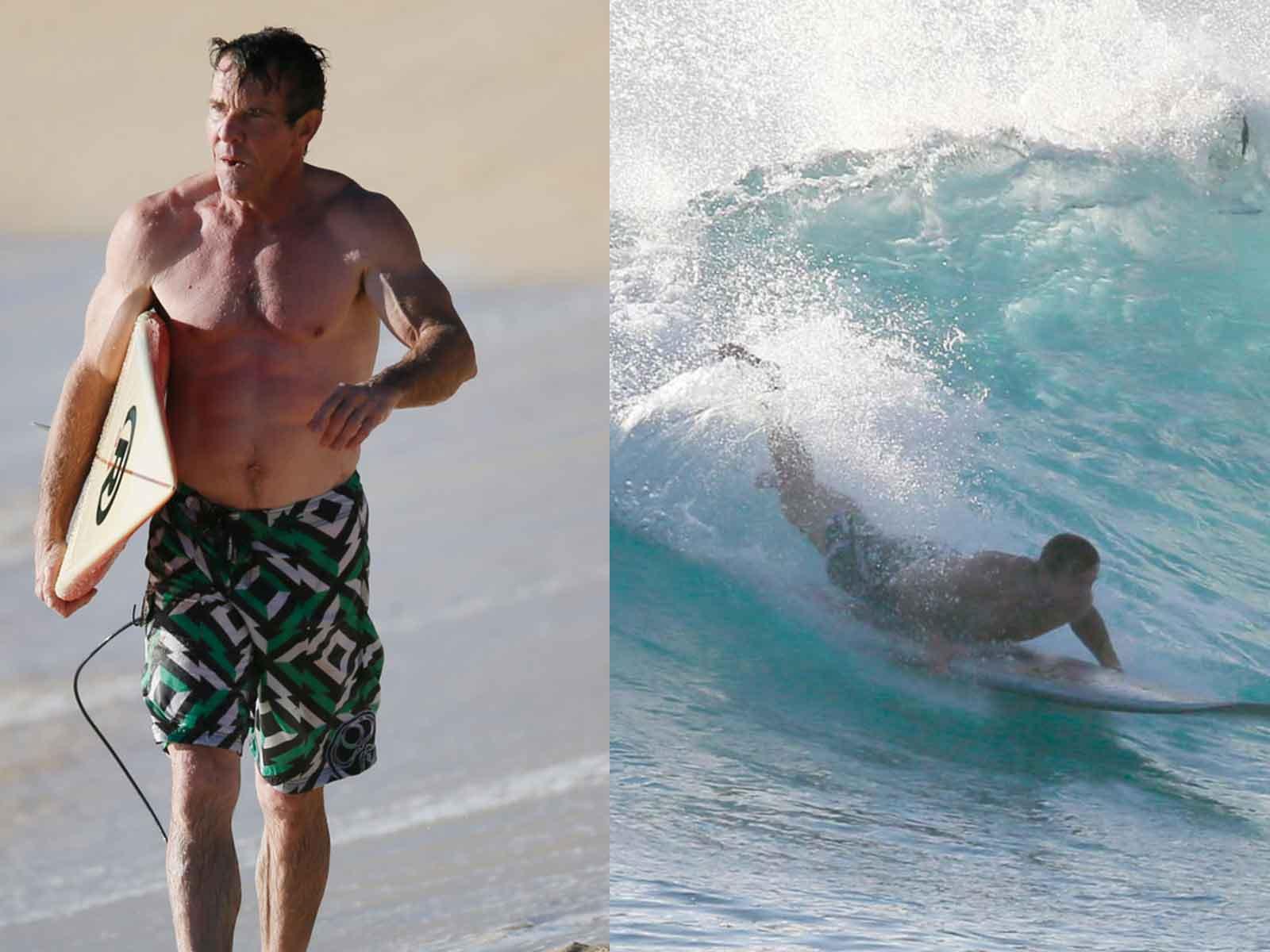 Dennis Quaid Is Having a Swell Time Surfing in Hawaii
