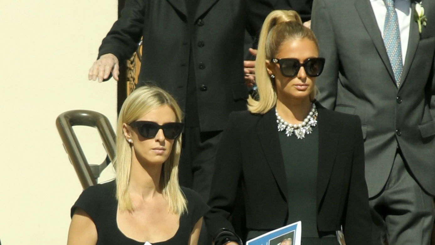 Paris Hilton & Nicky Look Somber Leaving Grandpa Barron’s Funeral
