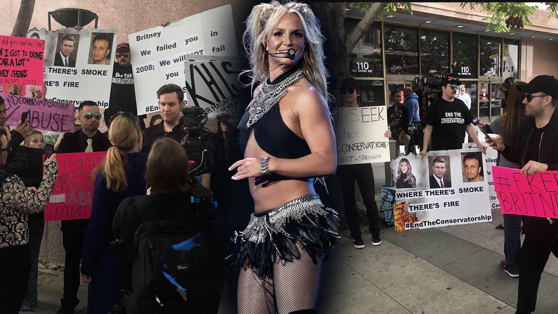 Britney Spears Arrives at Court for Conservatorship Hearing as Fans Protest Outside